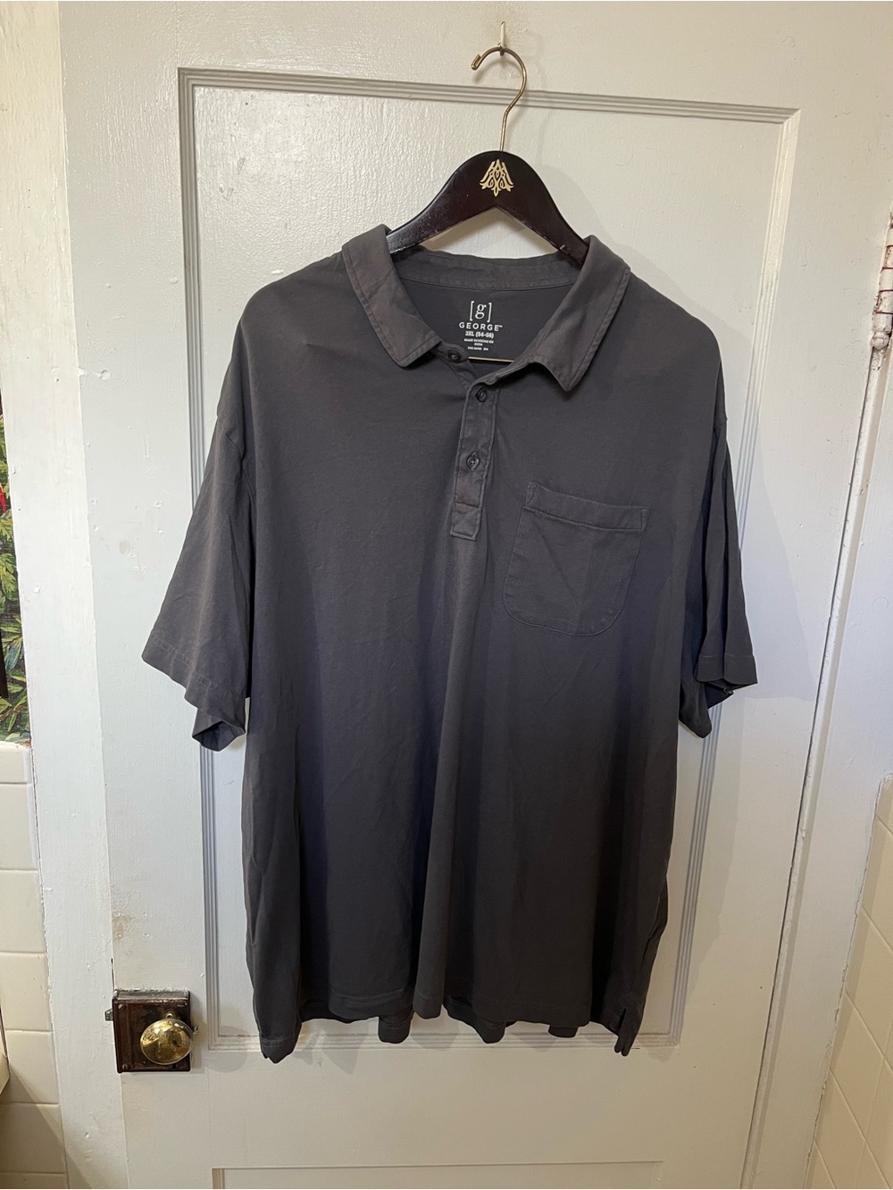 George Men’s Polo Shirt 3XL Charcoal Gray Short Sleeve Pocket Casual Golf